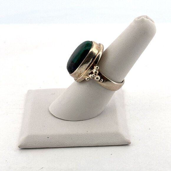 Vintage Estate Sterling Silver Moss Agate Ring Sz 7 Statement 925, 10g Unique - Picture 5 of 9